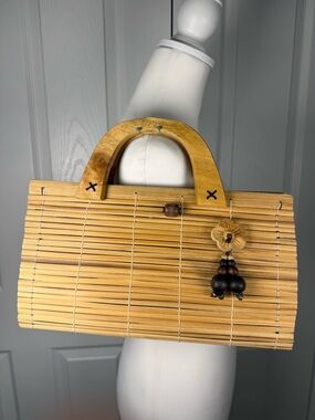 Vintage collapsible Natural Bamboo Women’s Handbag boho cottage core coastal Y2K